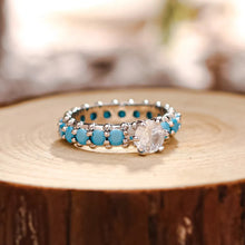 Load image into Gallery viewer, Inlaid Artificial Turquoise Zircon 925 Sterling Silver Ring