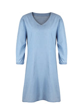 Load image into Gallery viewer, Full Size V-Neck Half Sleeve Denim Dress