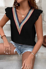 Load image into Gallery viewer, Ruffled V-Neck Cap Sleeve Blouse