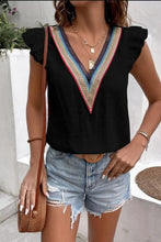 Load image into Gallery viewer, Ruffled V-Neck Cap Sleeve Blouse