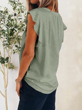 Load image into Gallery viewer, Ruffled Notched Cap Sleeve T-Shirt