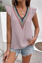 Load image into Gallery viewer, Ruffled V-Neck Cap Sleeve Blouse