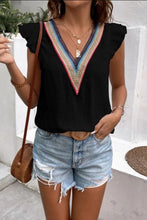 Load image into Gallery viewer, Ruffled V-Neck Cap Sleeve Blouse