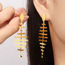 Load image into Gallery viewer, Titanium Steel Fishbone Shape Earrings