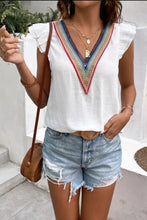 Load image into Gallery viewer, Ruffled V-Neck Cap Sleeve Blouse