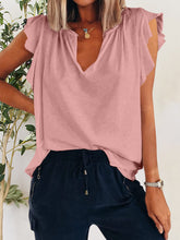 Load image into Gallery viewer, Ruffled Notched Cap Sleeve T-Shirt