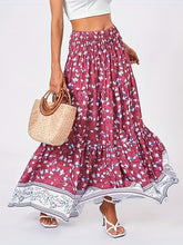 Load image into Gallery viewer, Full Size Tiered Printed Elastic Waist Skirt