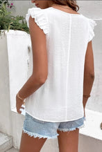Load image into Gallery viewer, Ruffled V-Neck Cap Sleeve Blouse