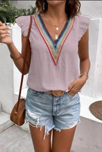 Load image into Gallery viewer, Ruffled V-Neck Cap Sleeve Blouse