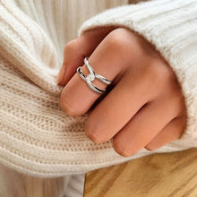 Load image into Gallery viewer, Twisted Inlaid Zircon Double-layered Ring