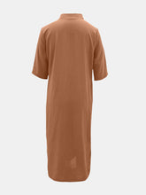 Load image into Gallery viewer, Full Size Notched Half Sleeve Midi Dress