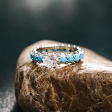 Load image into Gallery viewer, Inlaid Artificial Turquoise Zircon 925 Sterling Silver Ring