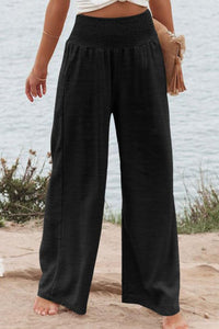 Smocked High Waist Wide Leg Pants