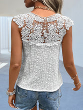 Load image into Gallery viewer, Cutout Lace Detail Notched Blouse
