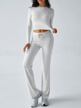 Load image into Gallery viewer, Devine Round Neck Long Sleeve Top and Drawstring Pants Set
