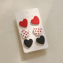 Load image into Gallery viewer, 3 Piece Acrylic Heart Stud Earrings
