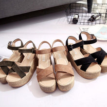 Load image into Gallery viewer, Crisscross Open Toe Wedge Sandals
