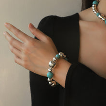 Load image into Gallery viewer, Artificial Turquoise Alloy Beaded Bracelet
