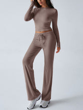 Load image into Gallery viewer, Devine Round Neck Long Sleeve Top and Drawstring Pants Set
