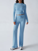 Load image into Gallery viewer, Devine Round Neck Long Sleeve Top and Drawstring Pants Set
