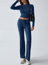 Load image into Gallery viewer, Devine Round Neck Long Sleeve Top and Drawstring Pants Set
