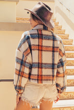 Load image into Gallery viewer, BiBi Brushed Plaid Crop Jacket with Pockets
