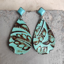 Load image into Gallery viewer, Artificial Turquoise Teardrop Earrings
