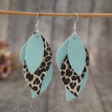 Load image into Gallery viewer, Leopard PU Leather Leaf Earrings
