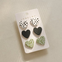 Load image into Gallery viewer, 3 Piece Acrylic Heart Stud Earrings
