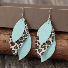 Load image into Gallery viewer, Leopard PU Leather Leaf Earrings
