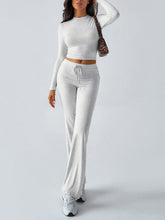 Load image into Gallery viewer, Devine Round Neck Long Sleeve Top and Drawstring Pants Set
