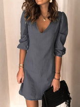 Load image into Gallery viewer, Full Size V-Neck Half Sleeve Denim Dress
