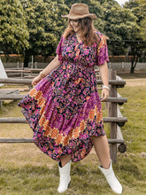 Load image into Gallery viewer, Printed V-Neck Flutter Sleeve Midi Dress
