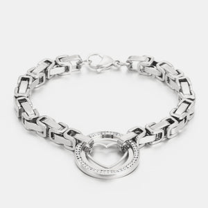 Stainless Steel Inlaid Zircon Cutout Heart Bracelet