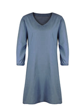 Load image into Gallery viewer, Full Size V-Neck Half Sleeve Denim Dress
