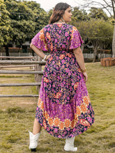 Load image into Gallery viewer, Printed V-Neck Flutter Sleeve Midi Dress
