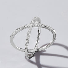 Load image into Gallery viewer, X Shape Inlaid Zircon 925 Sterling Silver Ring
