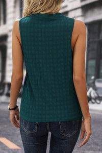 Solid Notched Sleeveless Blouse