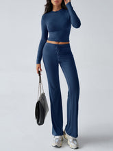 Load image into Gallery viewer, Devine Round Neck Long Sleeve Top and Drawstring Pants Set
