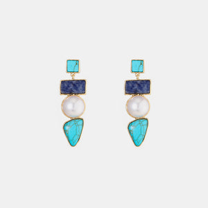 Geometric Imitation Gemstone Alloy Earrings