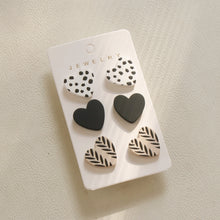 Load image into Gallery viewer, 3 Piece Acrylic Heart Stud Earrings
