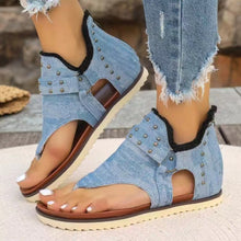 Load image into Gallery viewer, Studded Raw Hem Flat Sandals
