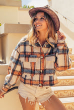 Load image into Gallery viewer, BiBi Brushed Plaid Crop Jacket with Pockets
