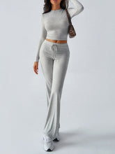 Load image into Gallery viewer, Devine Round Neck Long Sleeve Top and Drawstring Pants Set
