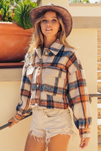 Load image into Gallery viewer, BiBi Brushed Plaid Crop Jacket with Pockets
