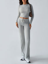 Load image into Gallery viewer, Devine Round Neck Long Sleeve Top and Drawstring Pants Set
