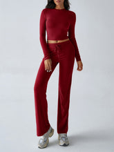 Load image into Gallery viewer, Devine Round Neck Long Sleeve Top and Drawstring Pants Set
