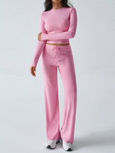 Load image into Gallery viewer, Devine Round Neck Long Sleeve Top and Drawstring Pants Set
