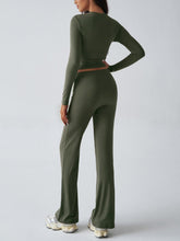 Load image into Gallery viewer, Devine Round Neck Long Sleeve Top and Drawstring Pants Set
