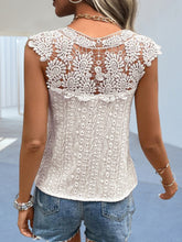 Load image into Gallery viewer, Cutout Lace Detail Notched Blouse
